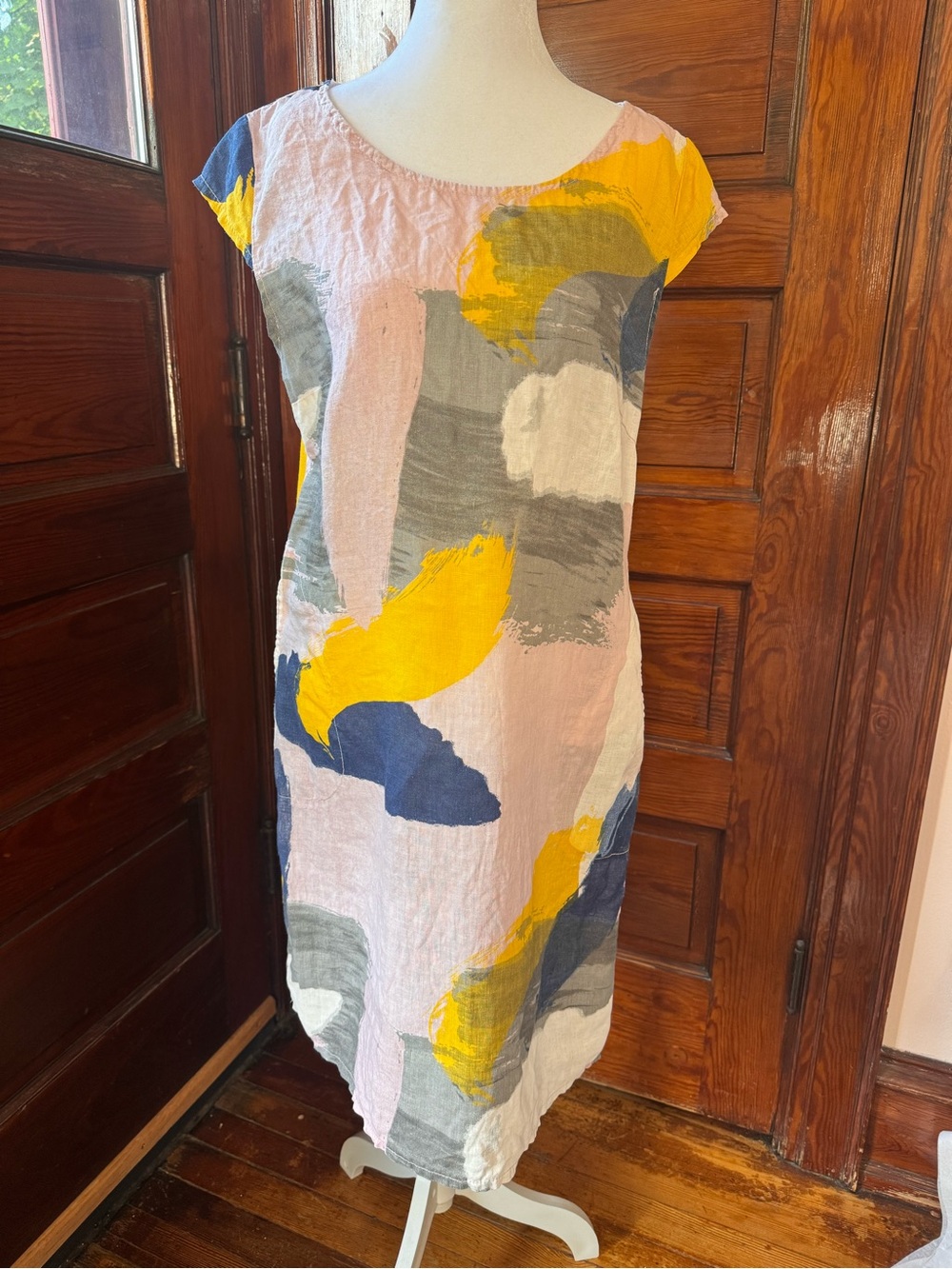 Made in Italy Abstract Print Linen Shift Dress - Size Small/Medium (No Tag)